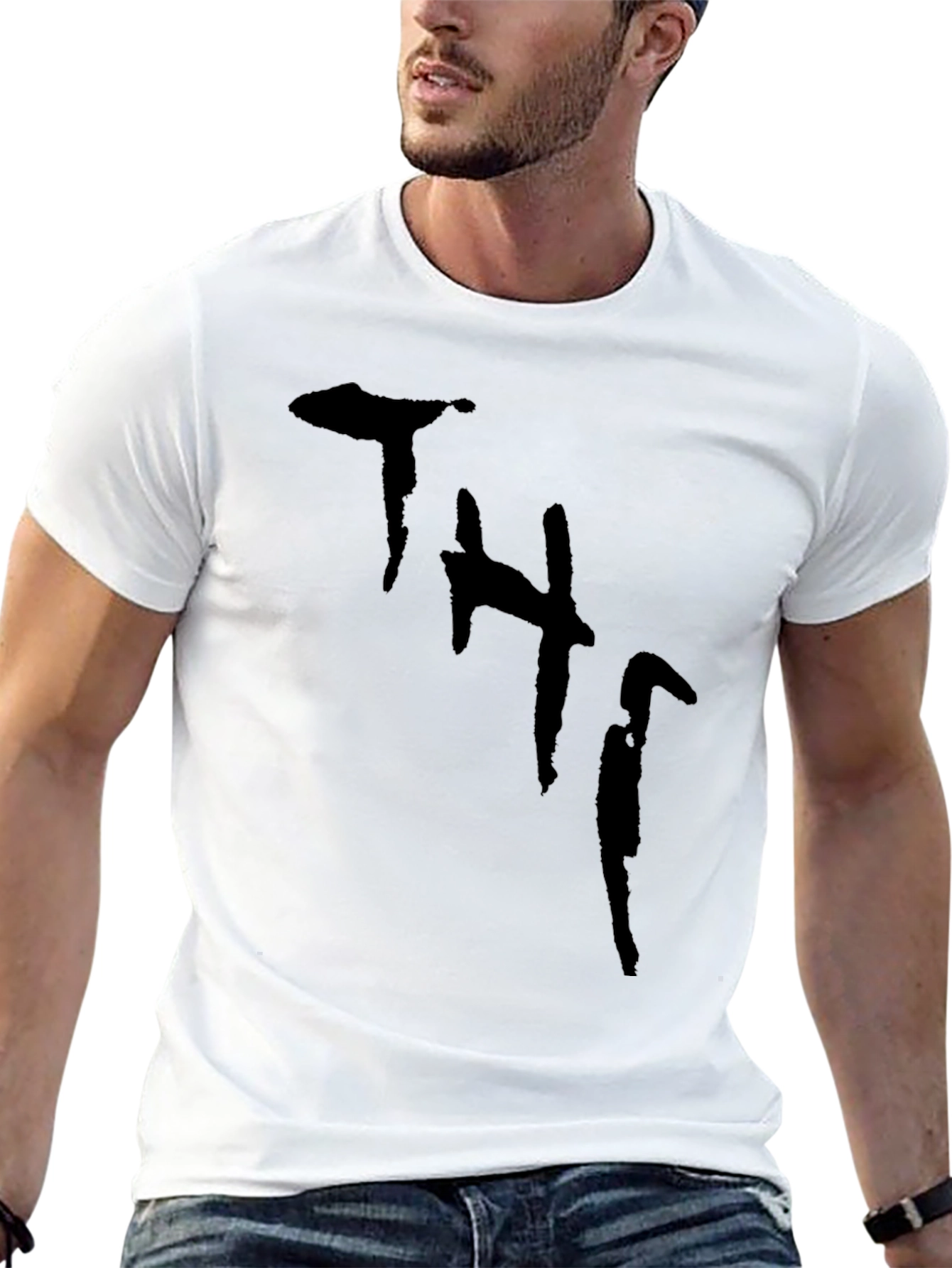 Black T-Shirt with Unique Abstract Print