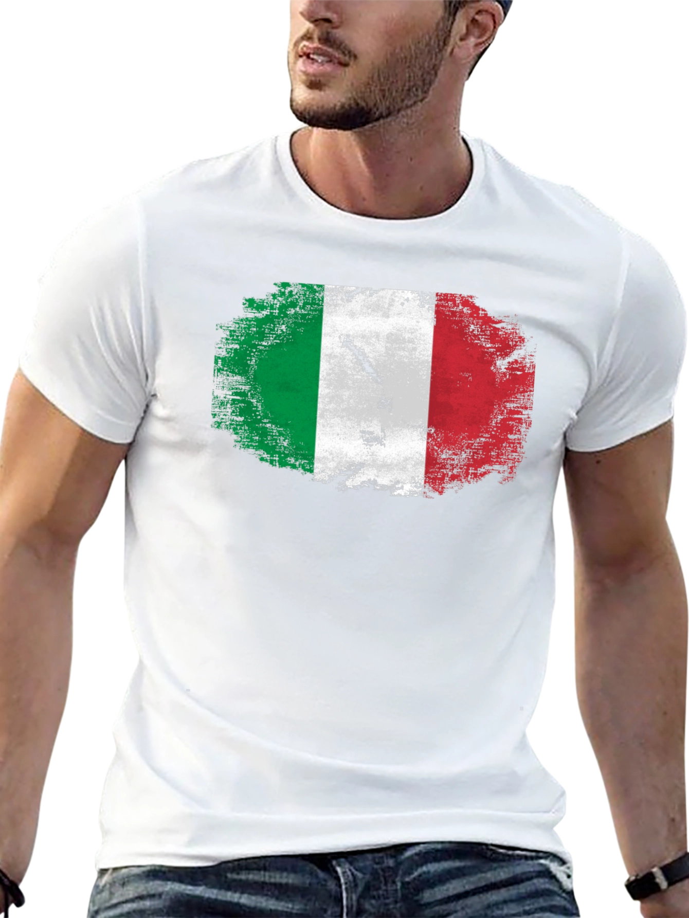 Italian Flag Grunge Style Graphic T-Shirt