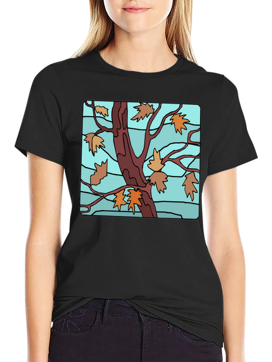 Autumn Tree Graphic Black T-Shirt