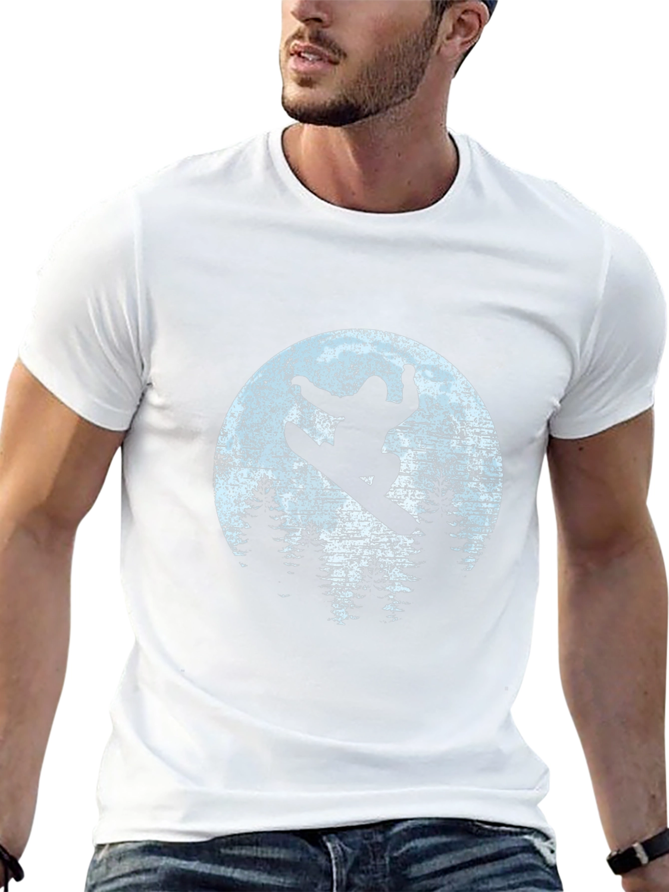 Snowboarder Silhouette Graphic Tee - Mens Black T-Shirt