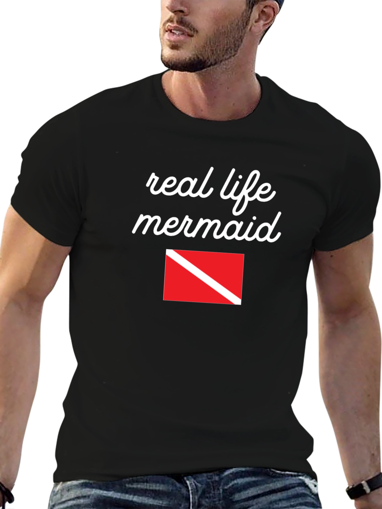 Real Life Mermaid Scuba Diving Flag T-Shirt