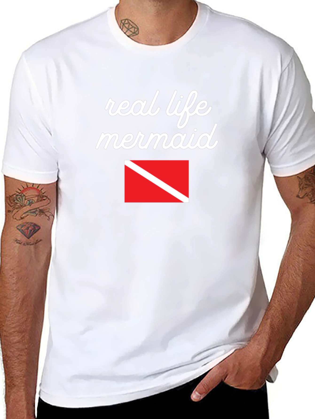Real Life Mermaid Scuba Diving Flag T-Shirt