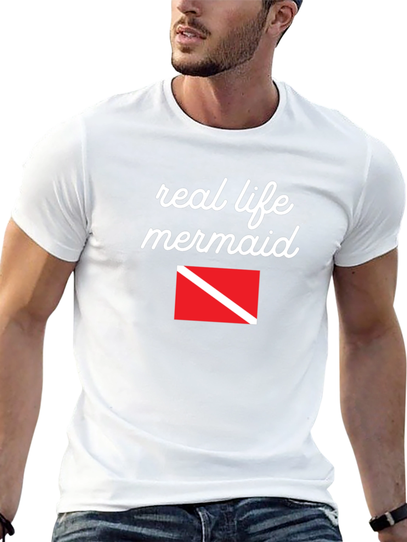 Real Life Mermaid Scuba Diving Flag T-Shirt
