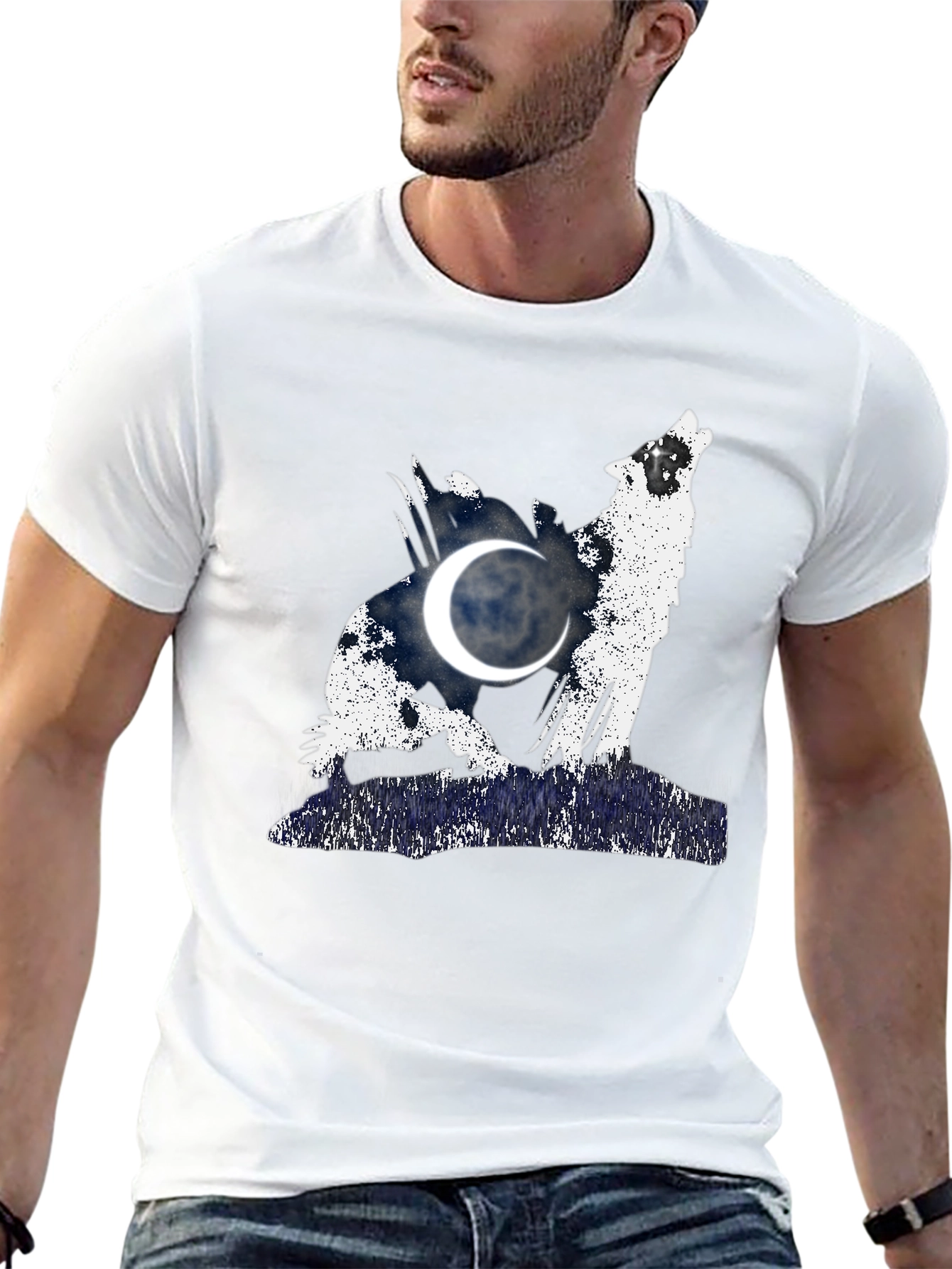 Wolf Howling at Moon Graphic T-Shirt