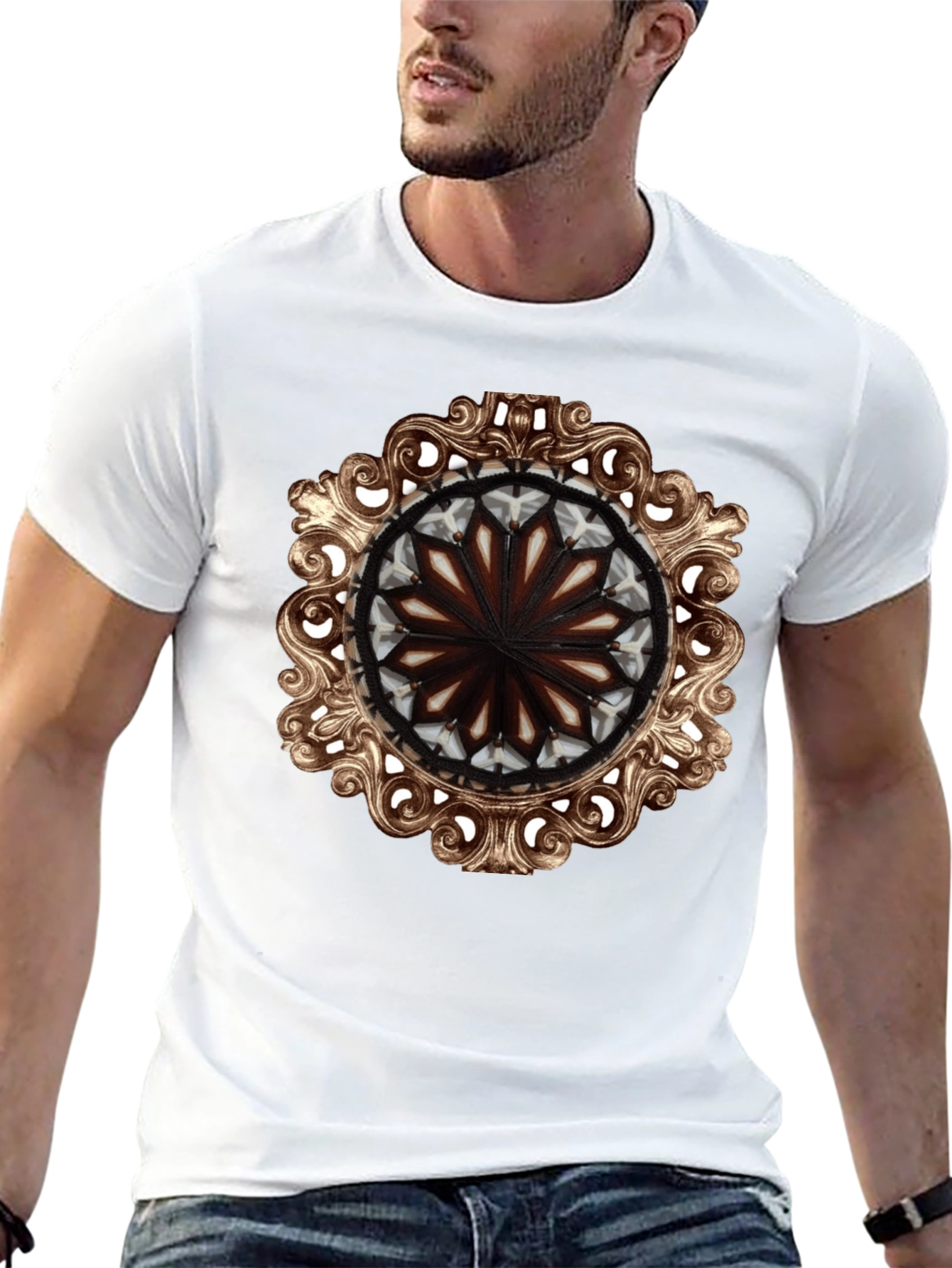 Ornate Medallion Graphic Tee - Black Cotton Blend