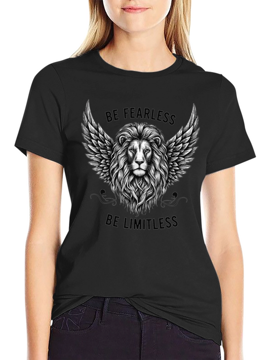 Fearless Limitless Lion Graphic Tee - Black Cotton T-Shirt