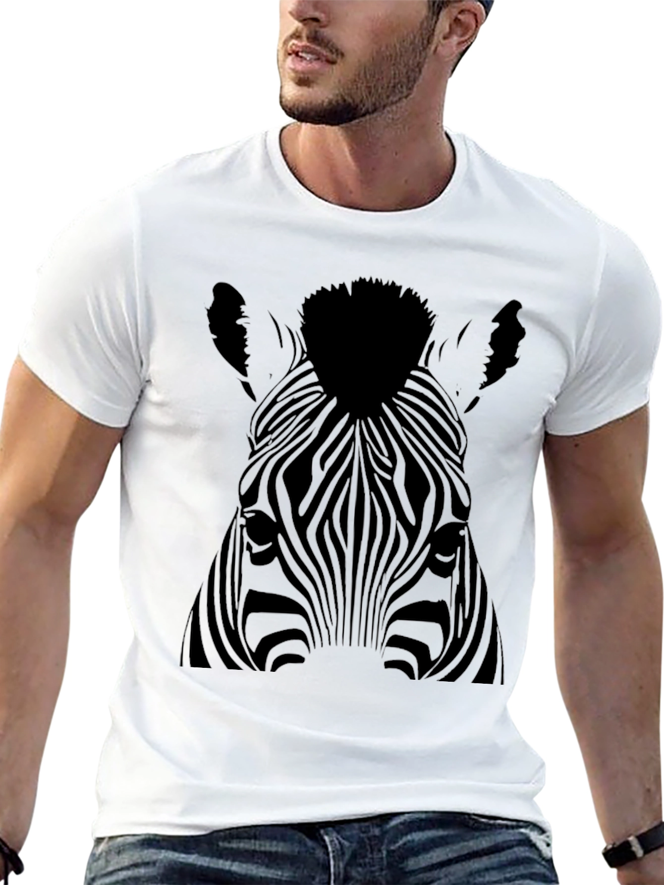 Zebra Print Black Graphic Tee - Mens Fashion