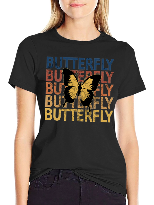Retro Butterfly Graphic Tee - Stylish Vintage Design