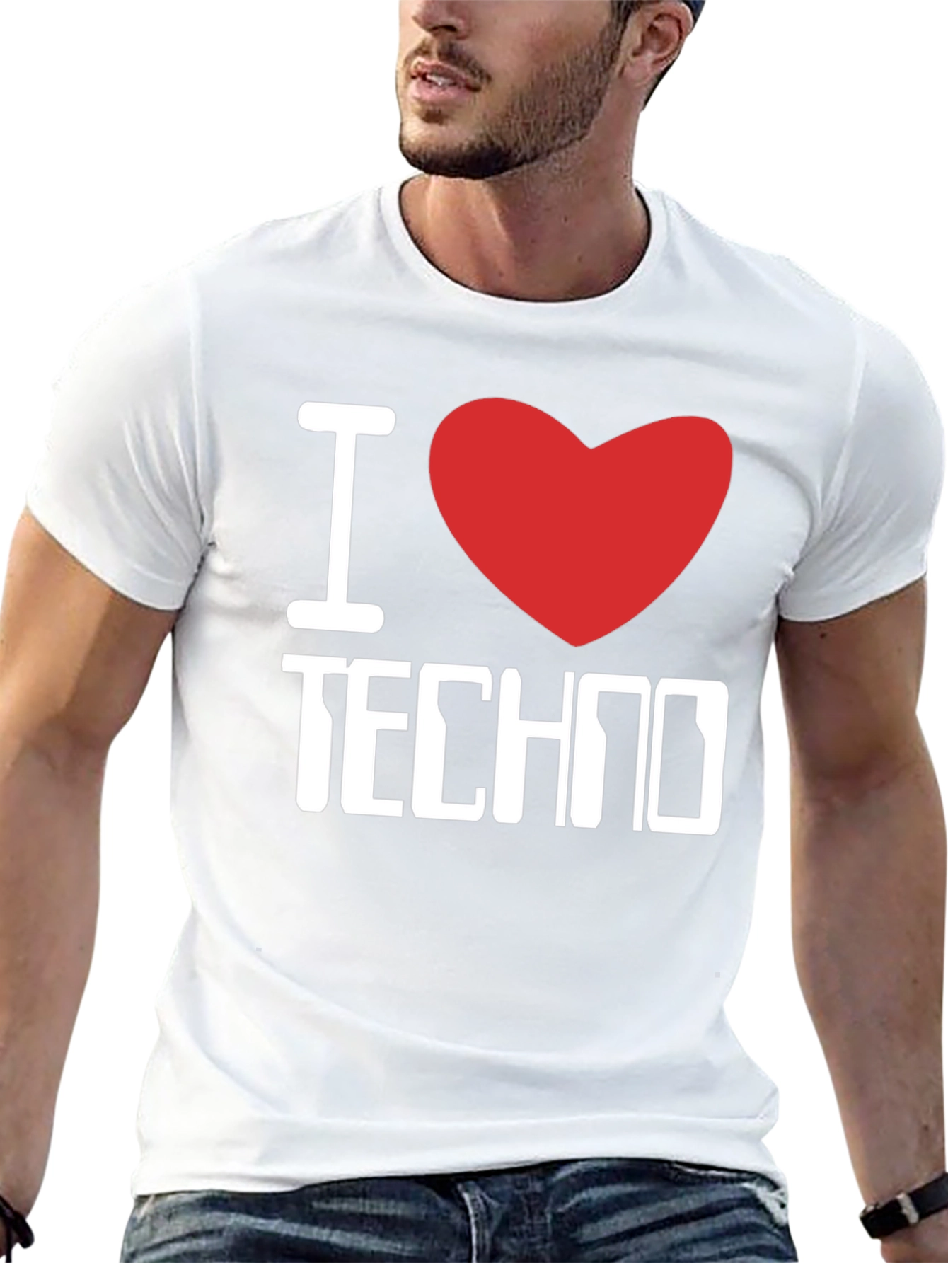 I Love Techno Graphic T-Shirt - Music Lover Tee