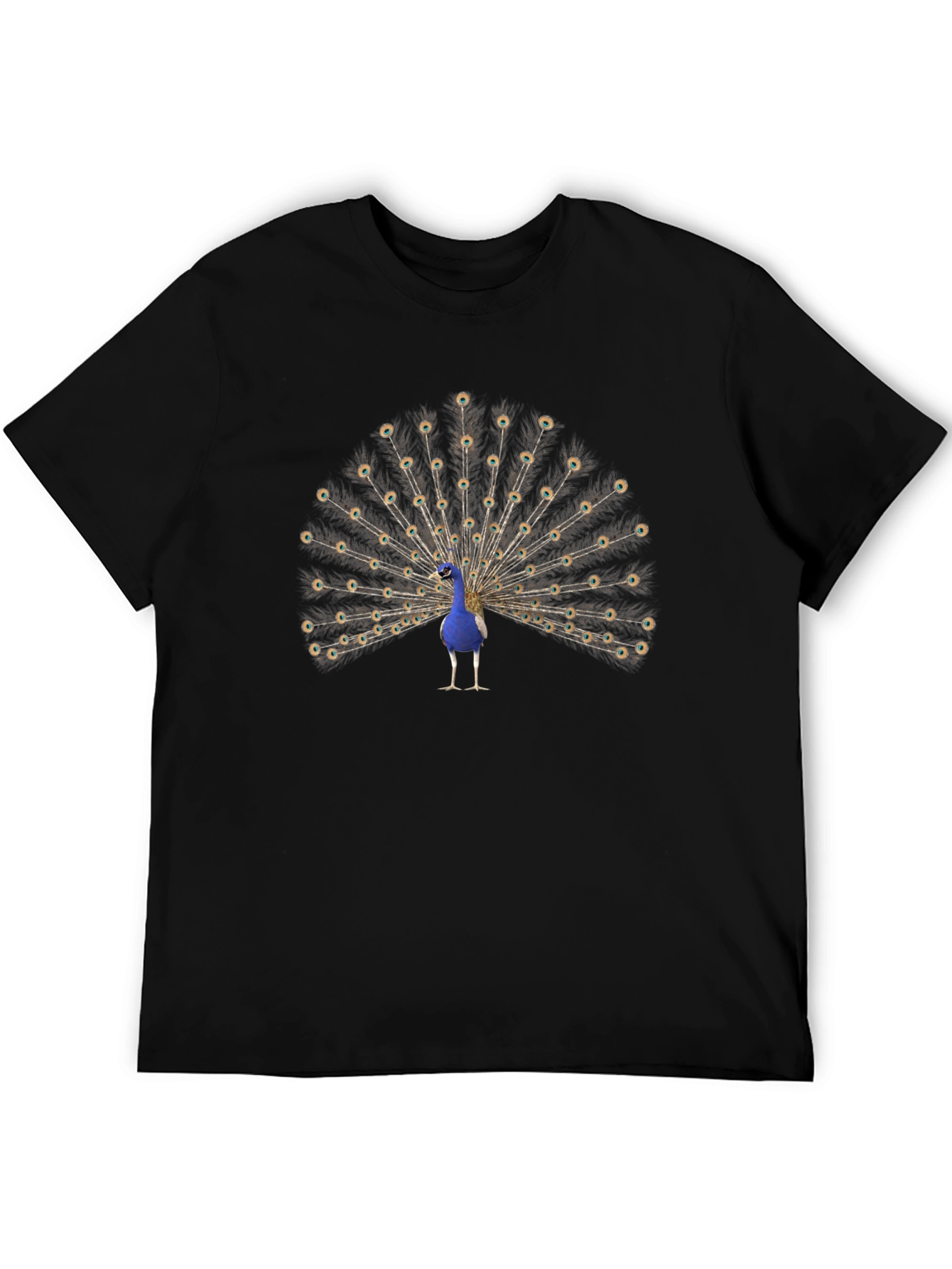 Peacock Graphic Tee - Mens Black Cotton T-Shirt