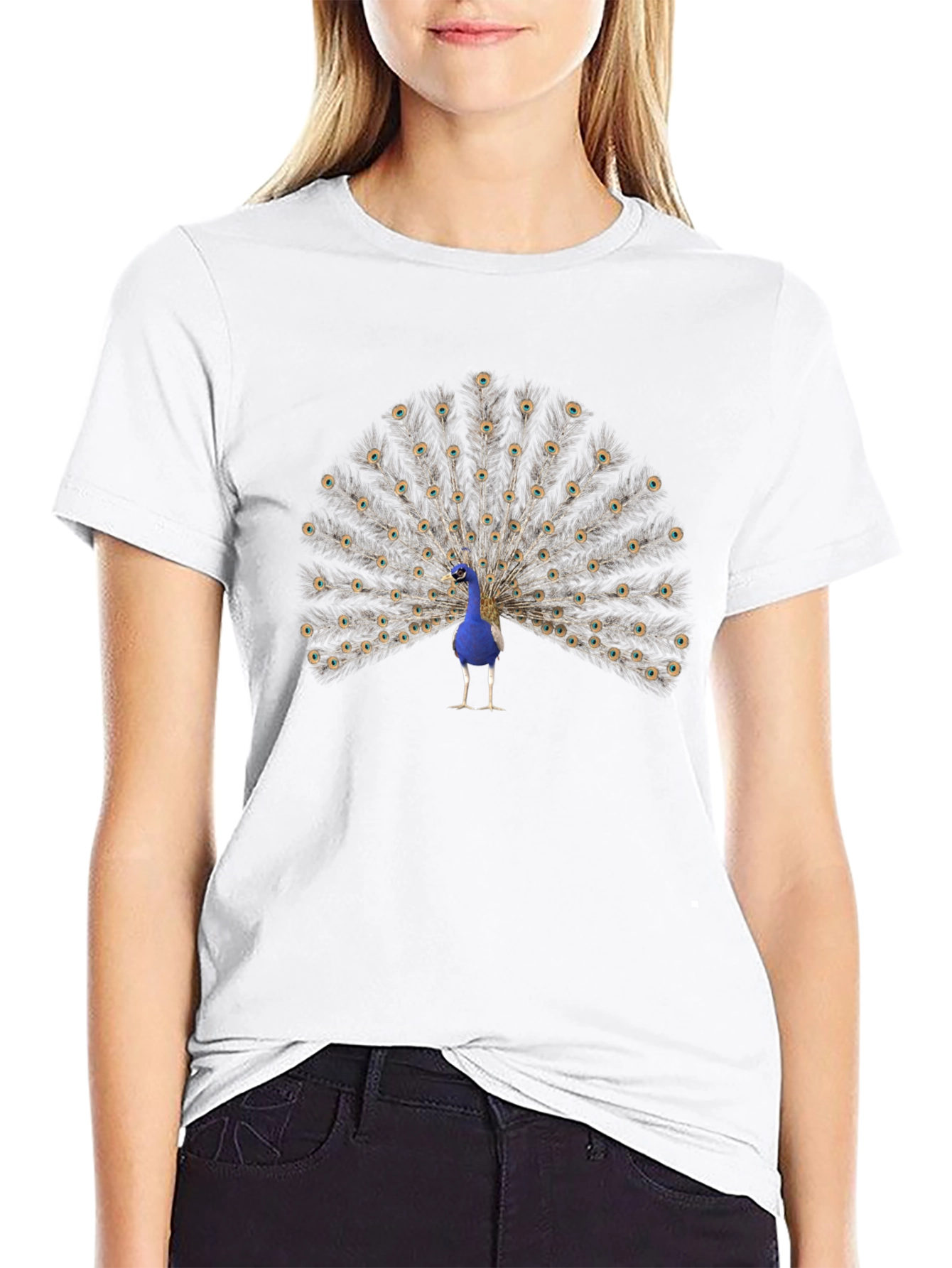 Peacock Graphic Tee - Mens Black Cotton T-Shirt