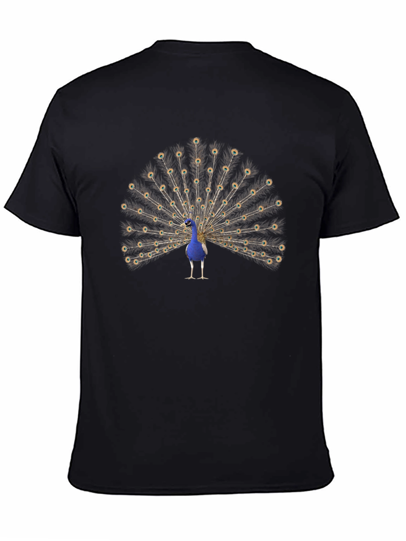Peacock Graphic Tee - Mens Black Cotton T-Shirt