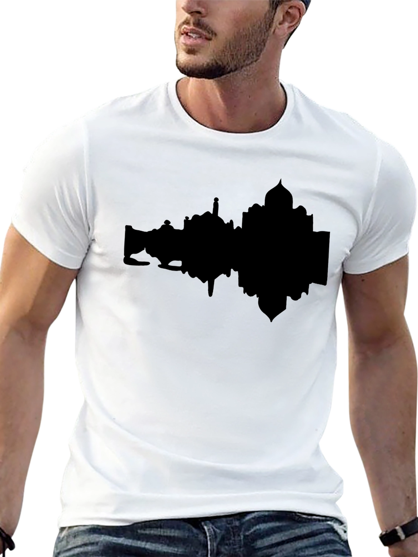 Taj Mahal Silhouette Graphic Tee - Black Cotton T-Shirt