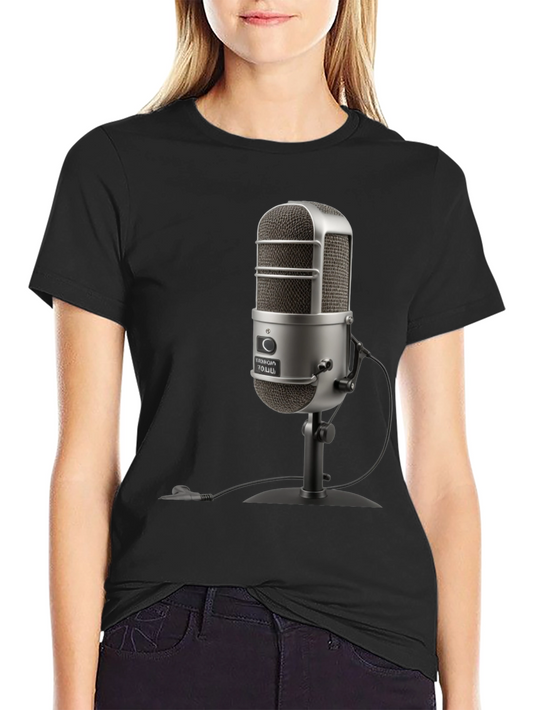 Vintage Microphone Black T-Shirt