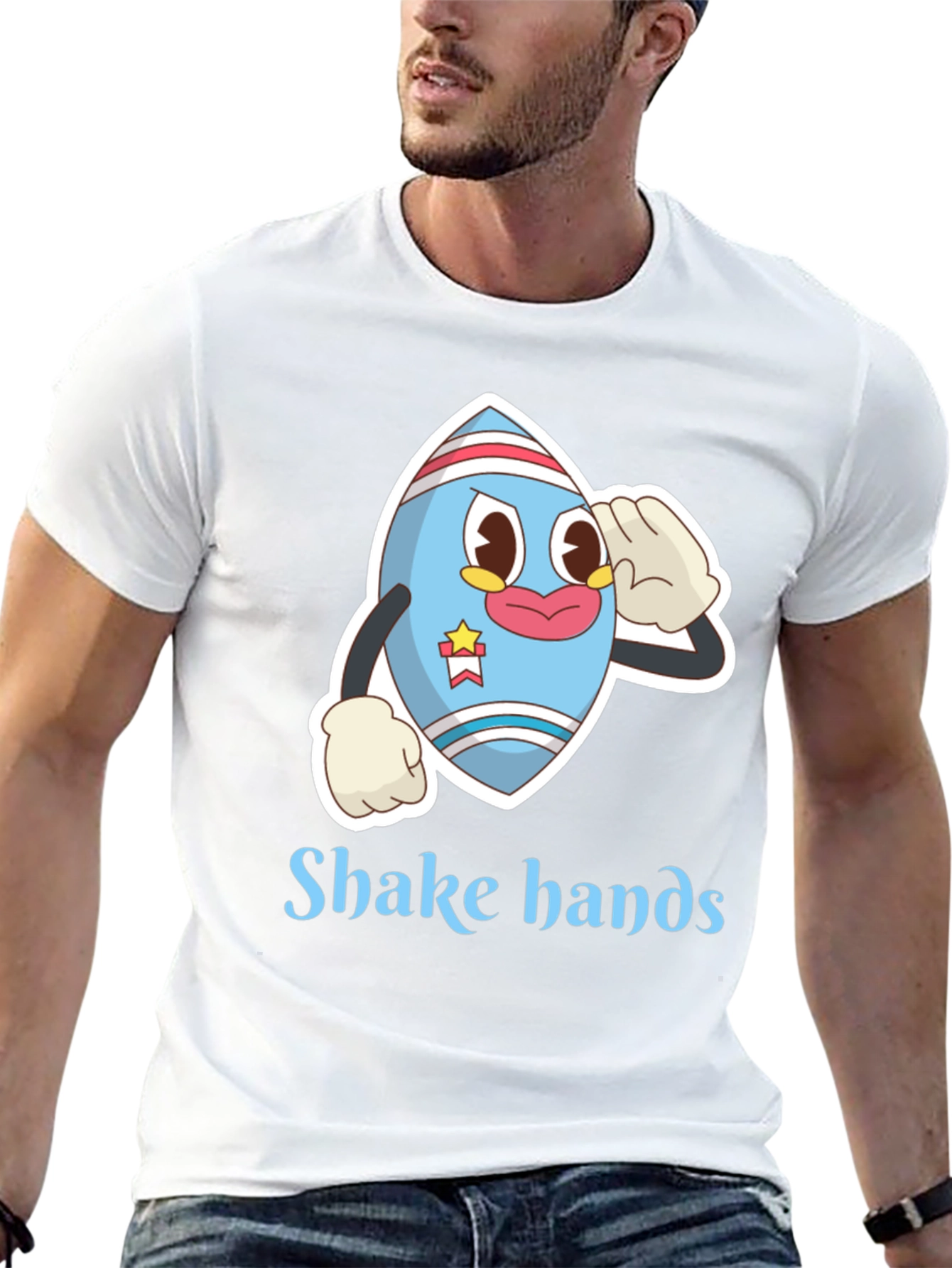 Cartoon Character Tee - Shake Hands Design