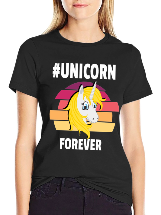 Unicorn Forever Graphic Tee - Trendy Novelty T-Shirt
