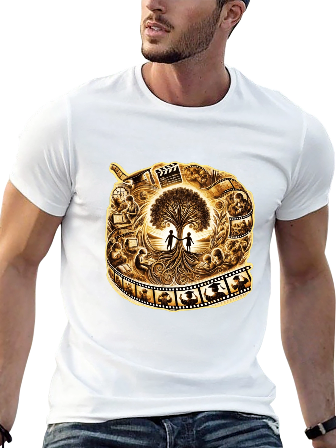 Film Reel Tree of Life Black Graphic Tee