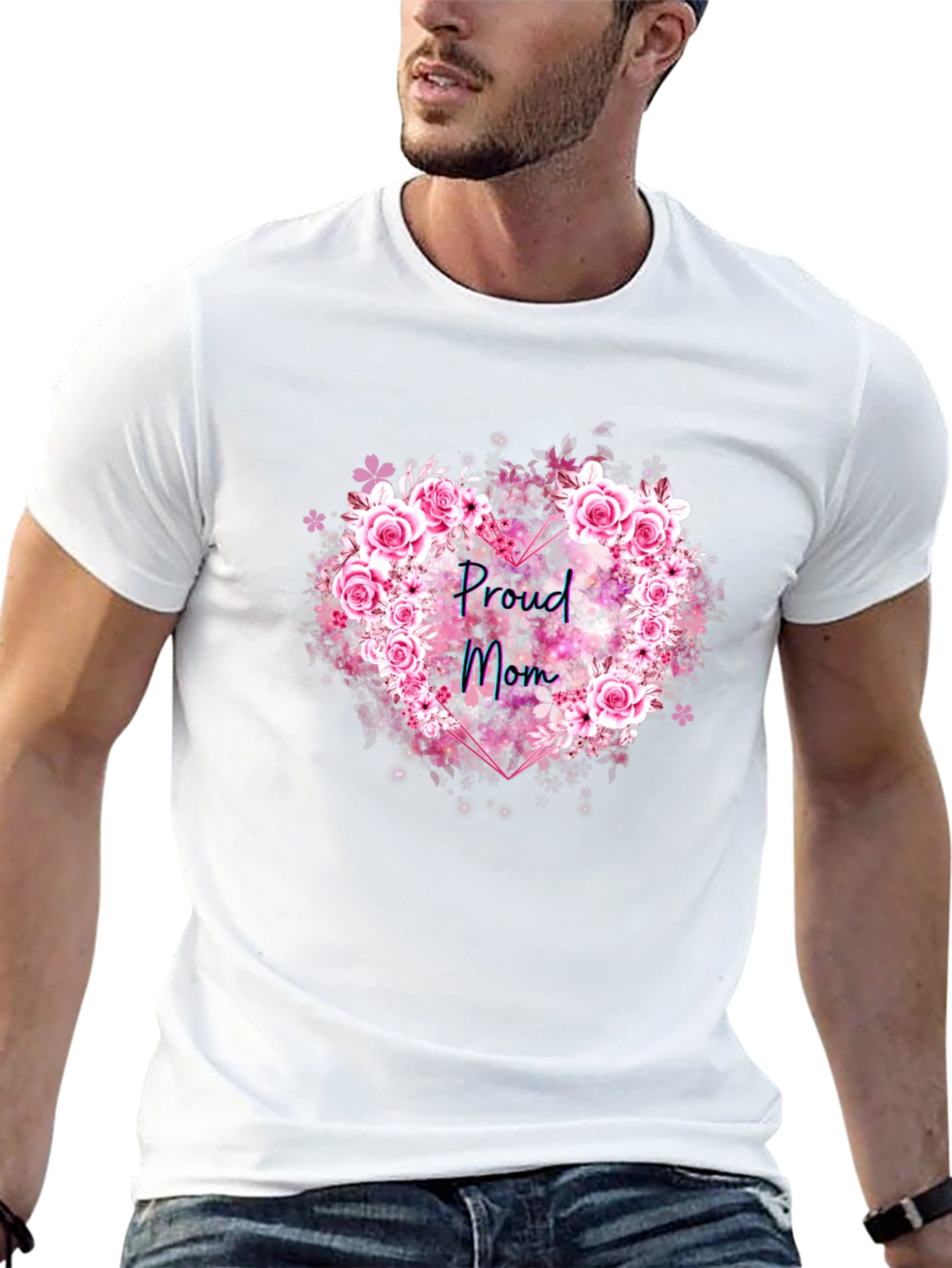 Proud Mom Floral Heart T-Shirt