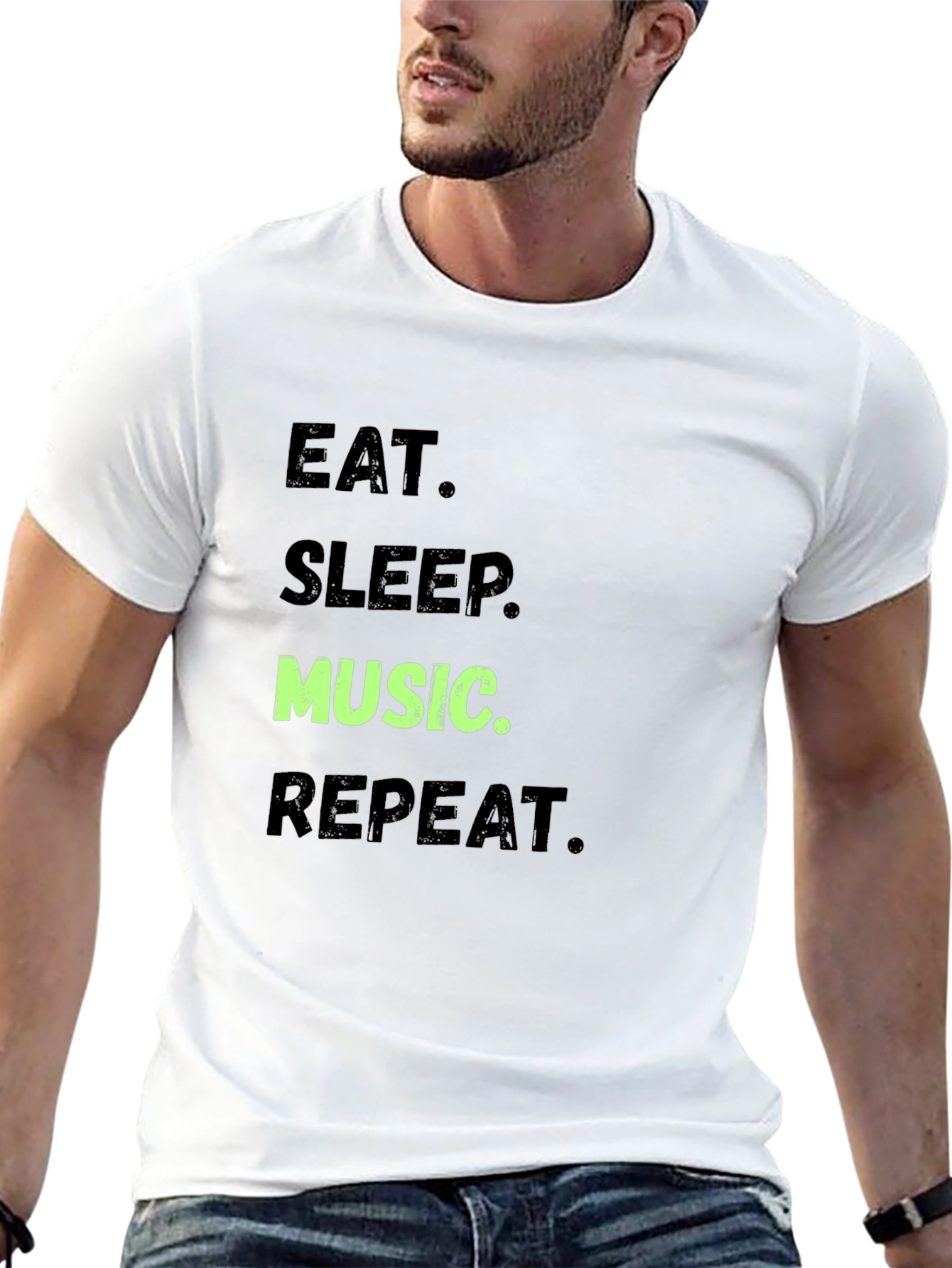 Eat Sleep Music Repeat Black T-Shirt
