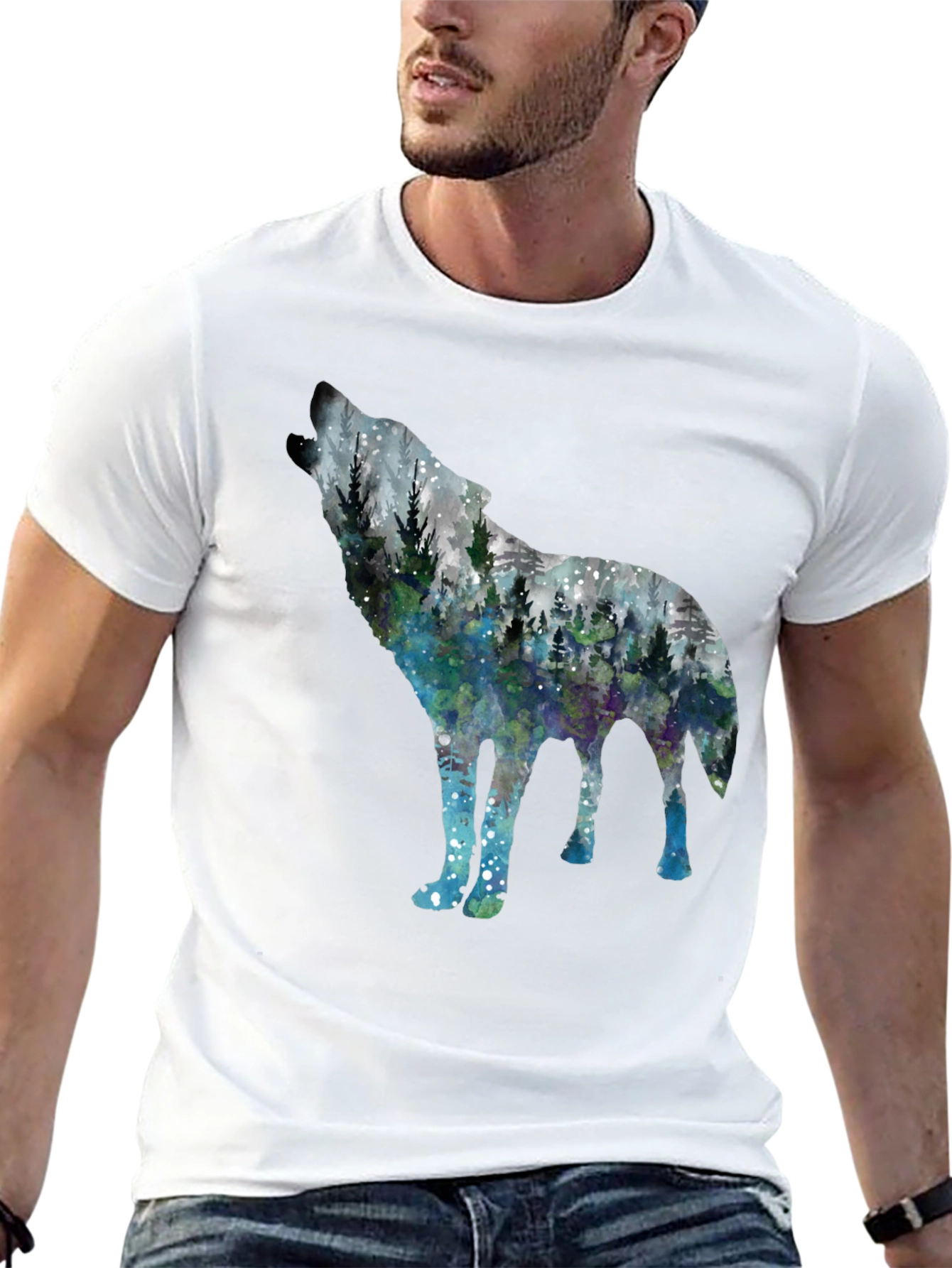 Wolf Forest Graphic Tee - Black Cotton Blend