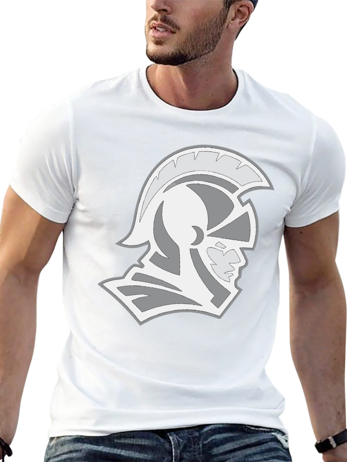 Spartan Helmet Graphic Tee - Black Cotton T-Shirt