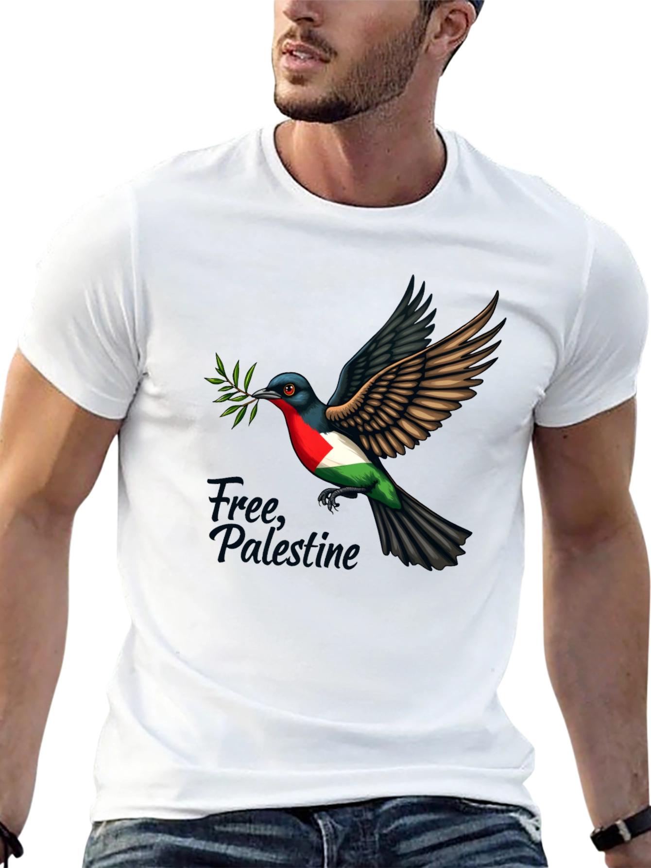 Free Palestine Dove T-Shirt - Black