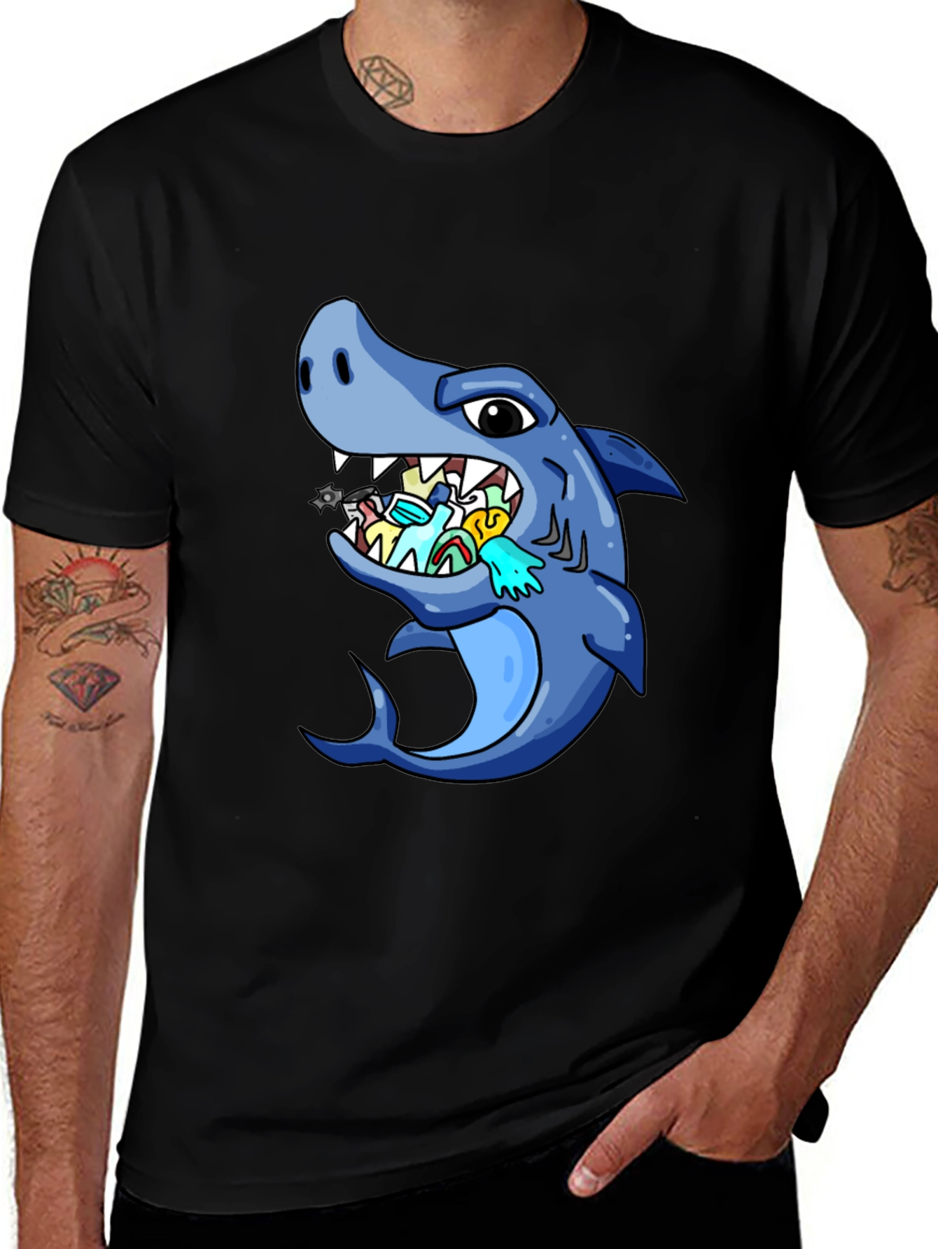 Shark Eating Masks Funny T-Shirt