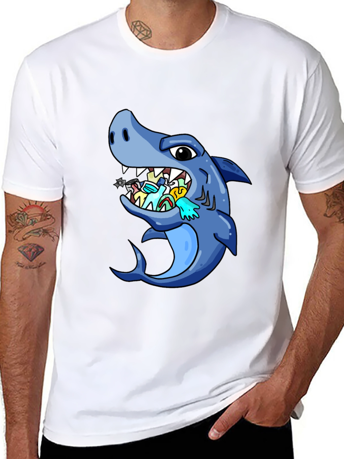Shark Eating Masks Funny T-Shirt