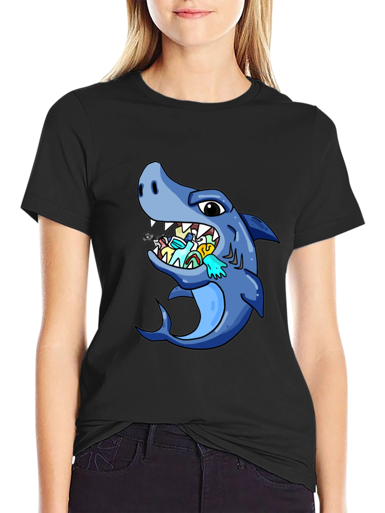 Shark Eating Masks Funny T-Shirt