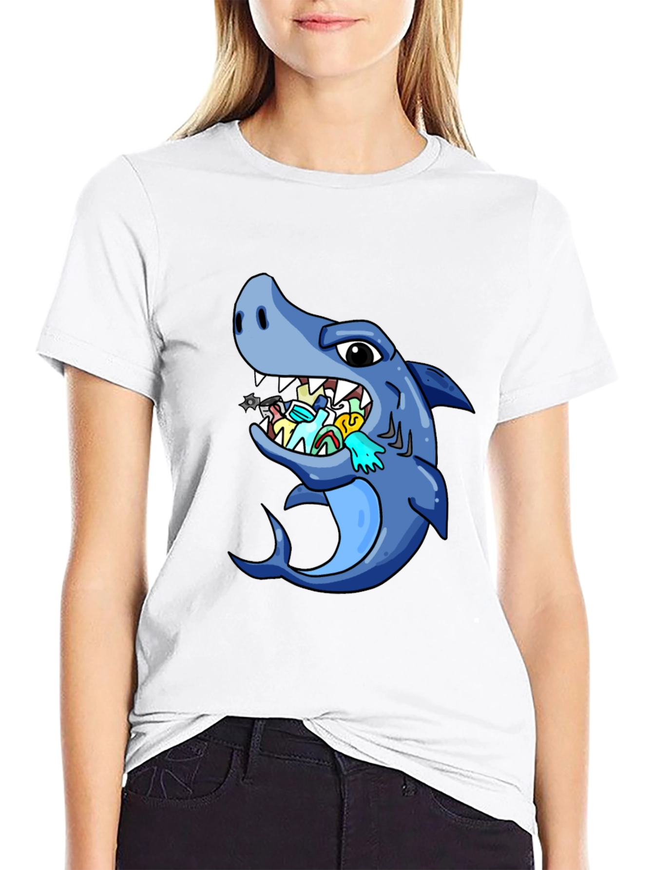 Shark Eating Masks Funny T-Shirt