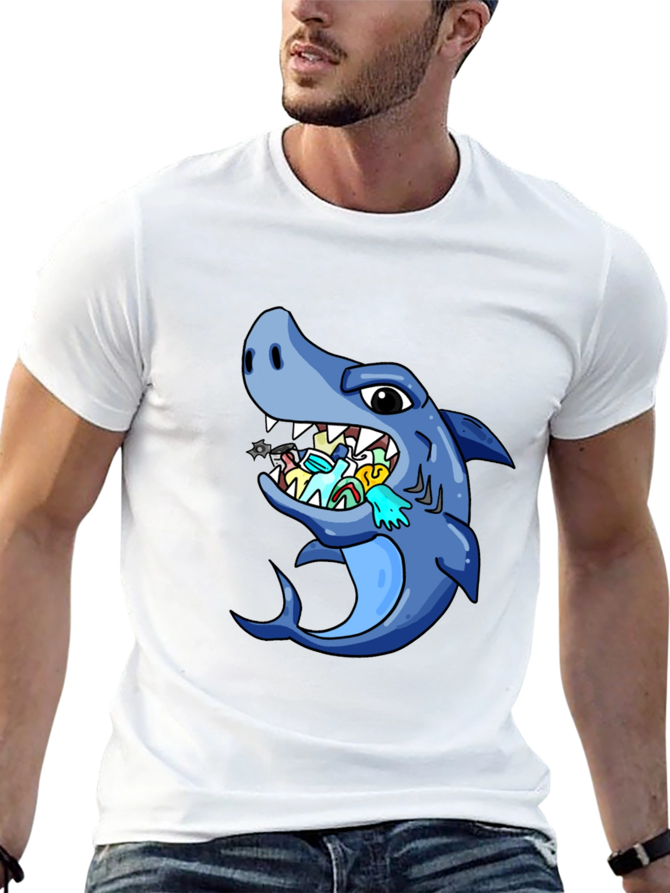 Shark Eating Masks Funny T-Shirt