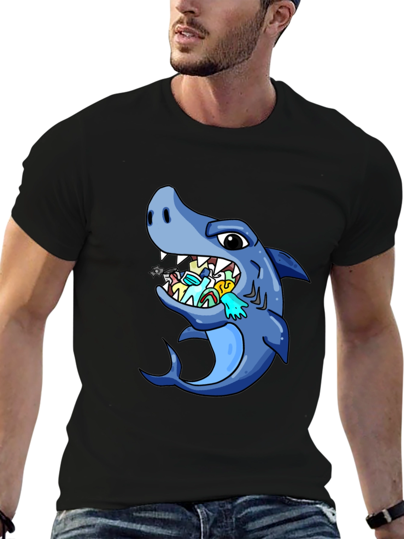 Shark Eating Masks Funny T-Shirt