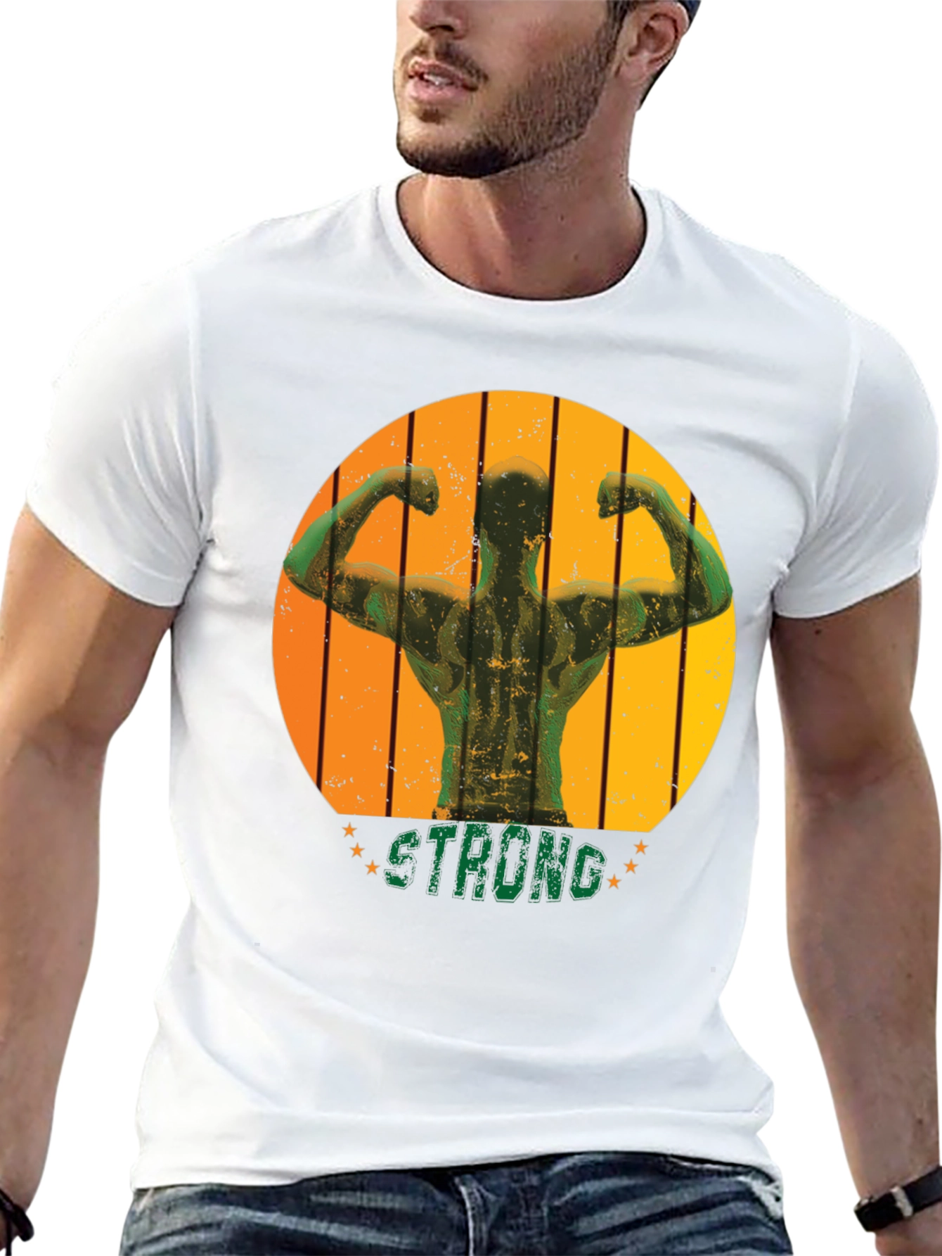 Mens Black Strong Muscle Graphic T-Shirt