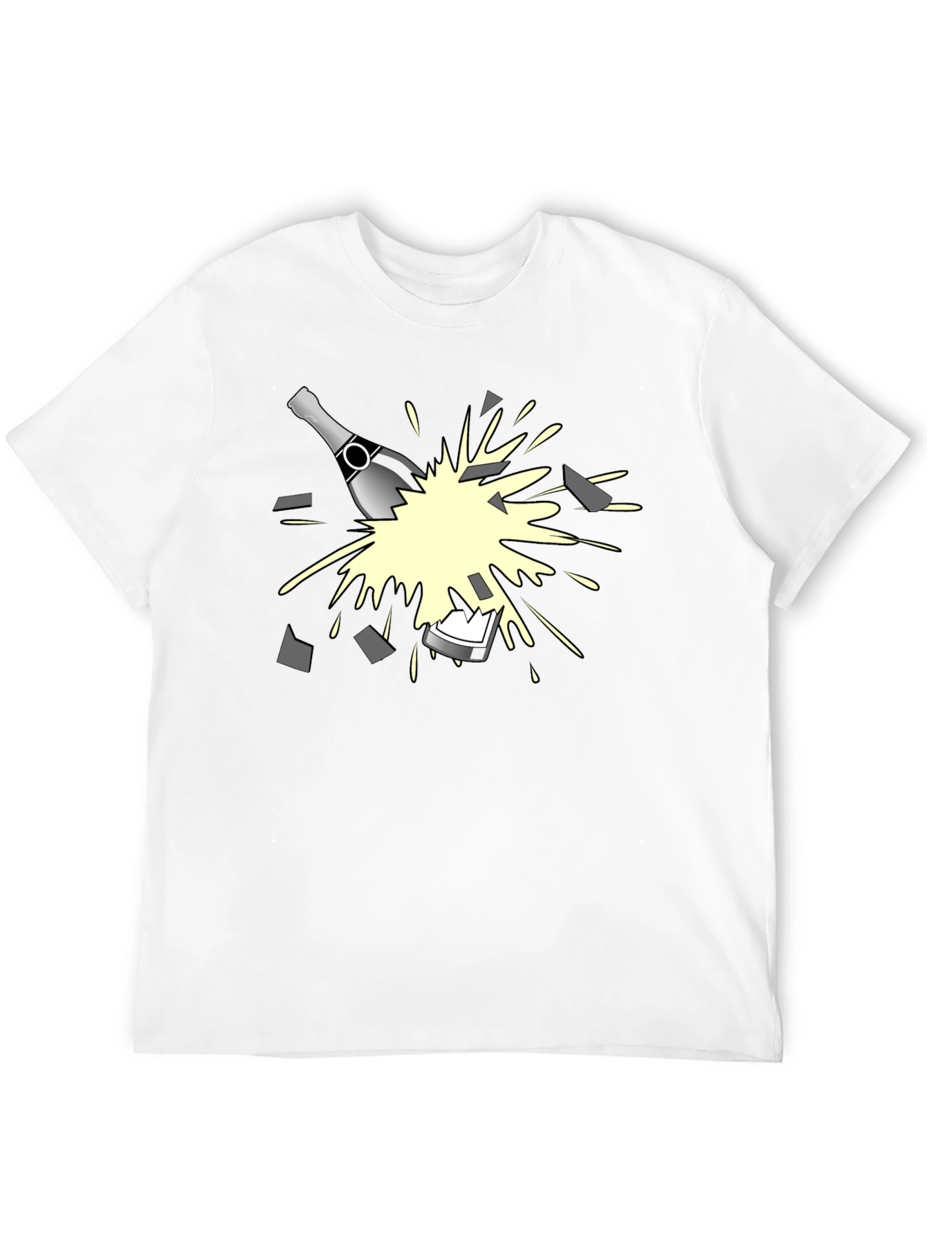 Breaking Champagne Bottle Graphic Tee - Black