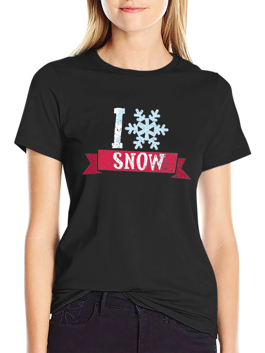 I Snowflake Snow Graphic T-Shirt - Black