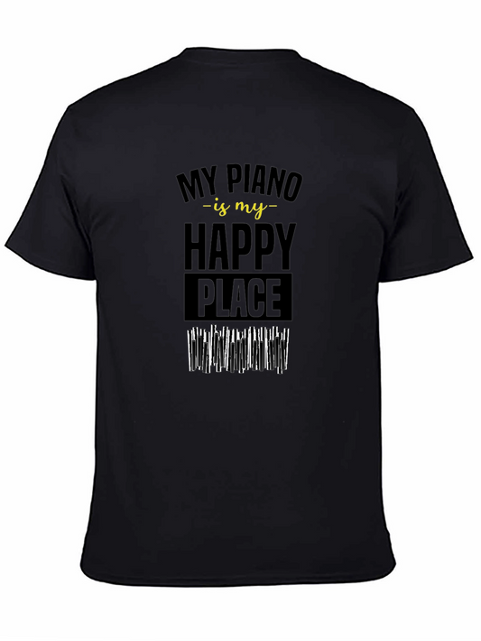 Piano is My Happy Place Black T-Shirt