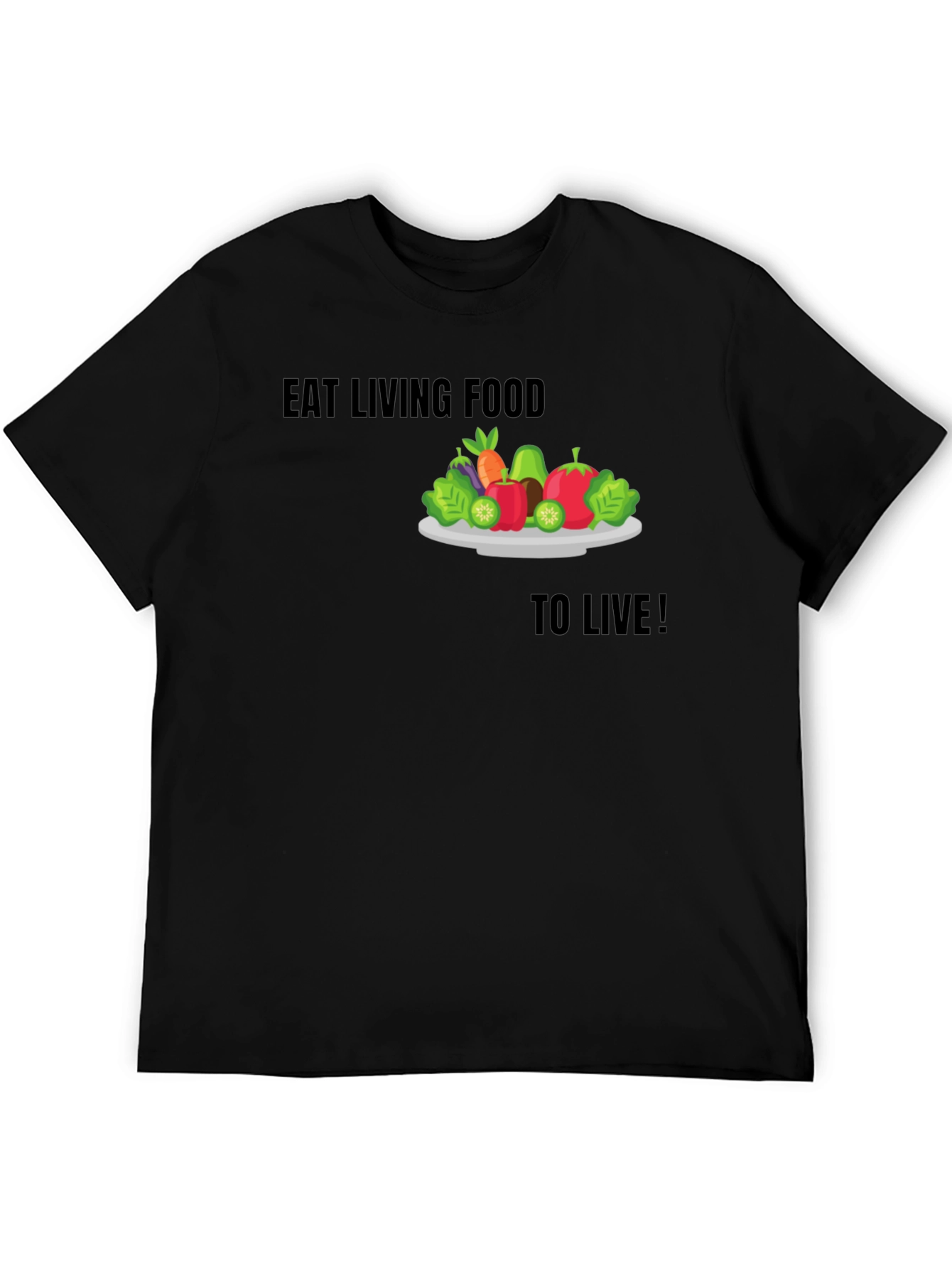 Eat Living Food Black Graphic T-Shirt