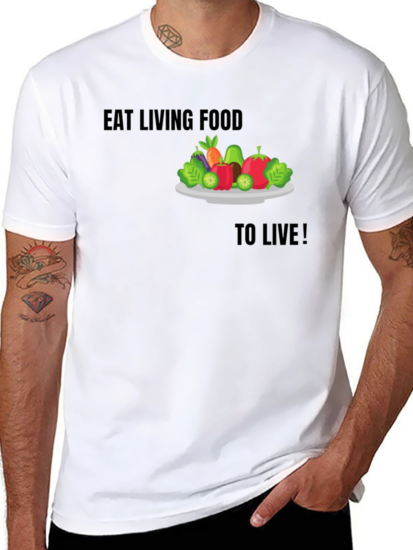 Eat Living Food Black Graphic T-Shirt