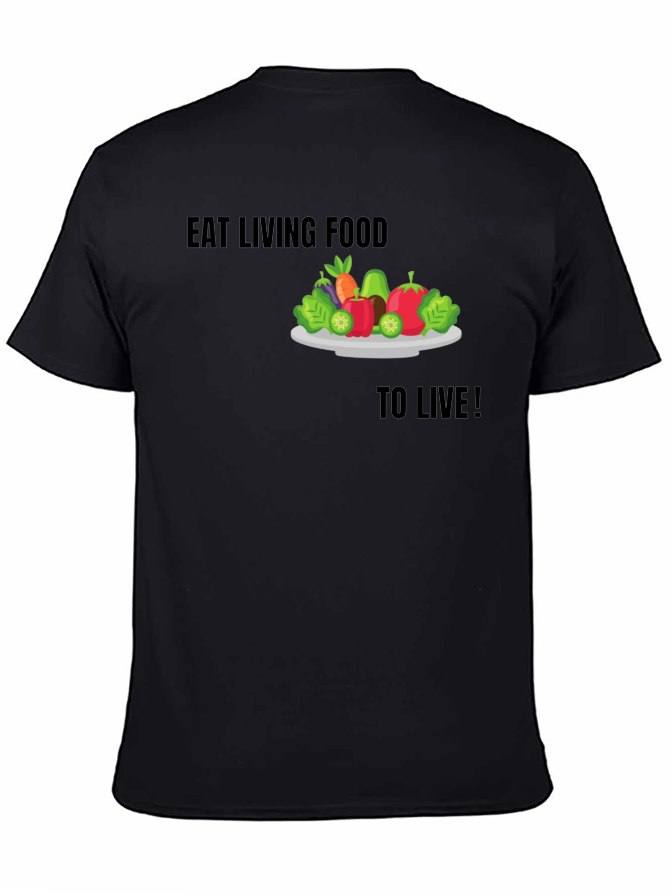 Eat Living Food Black Graphic T-Shirt