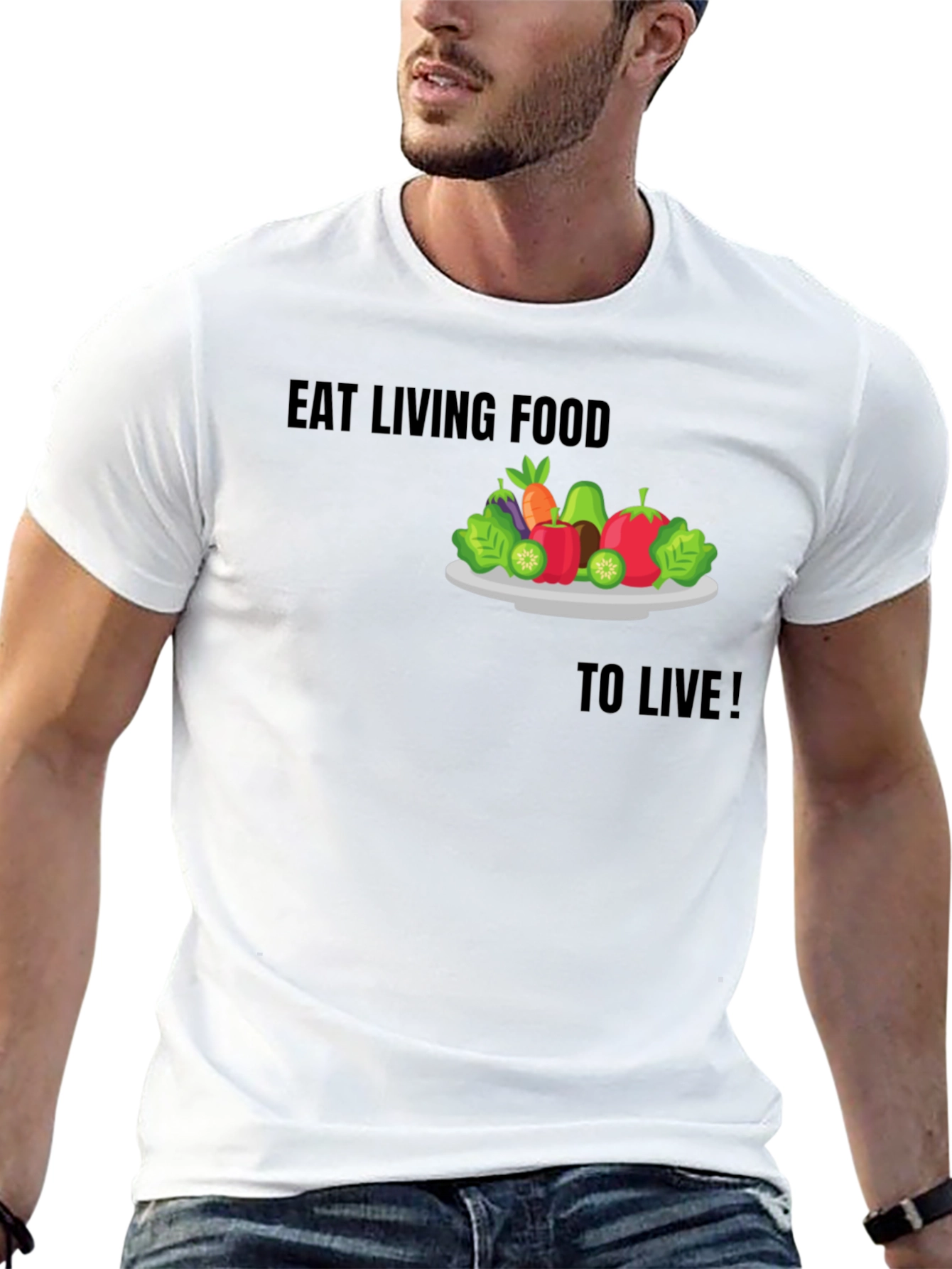 Eat Living Food Black Graphic T-Shirt