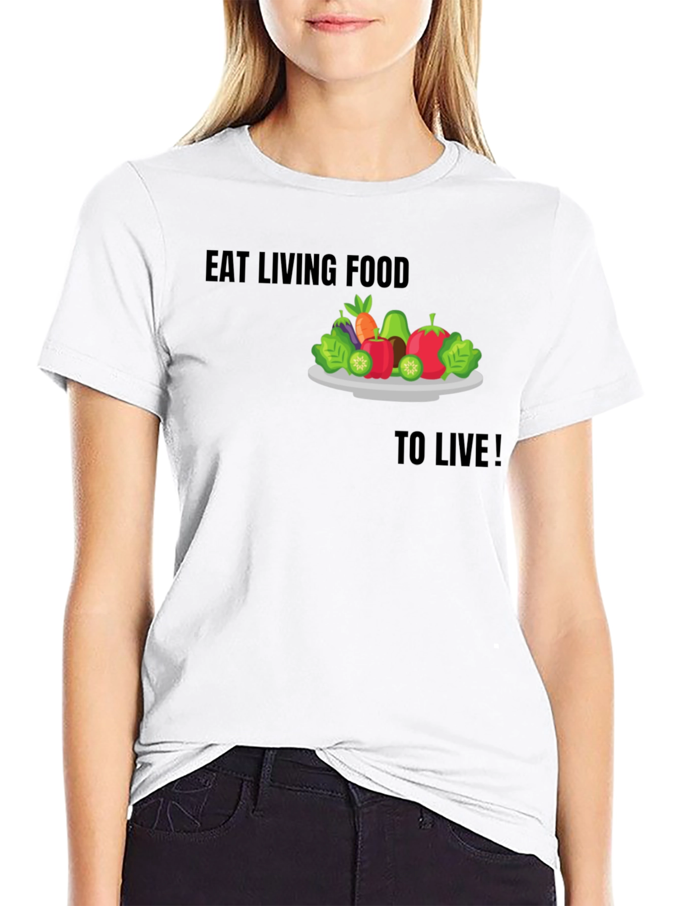 Eat Living Food Black Graphic T-Shirt