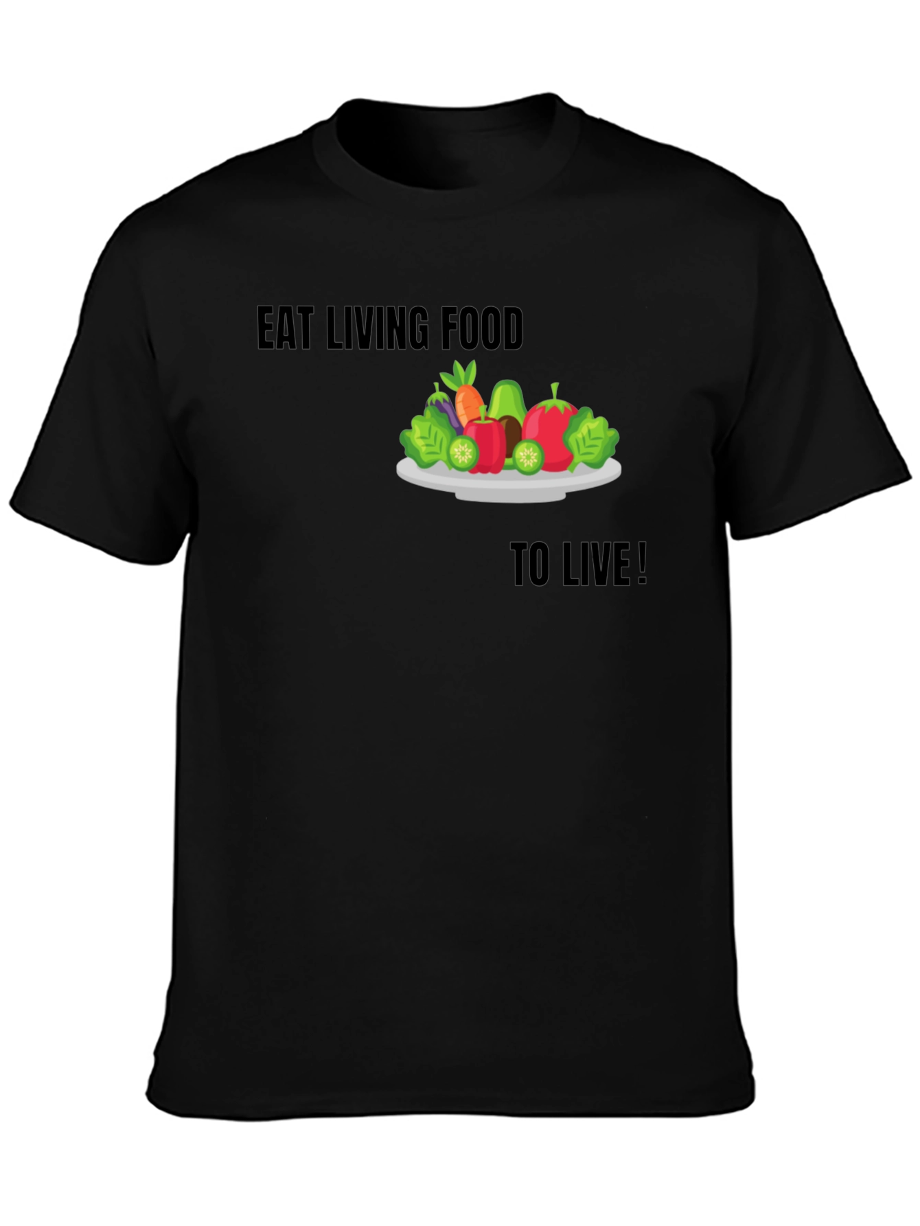 Eat Living Food Black Graphic T-Shirt