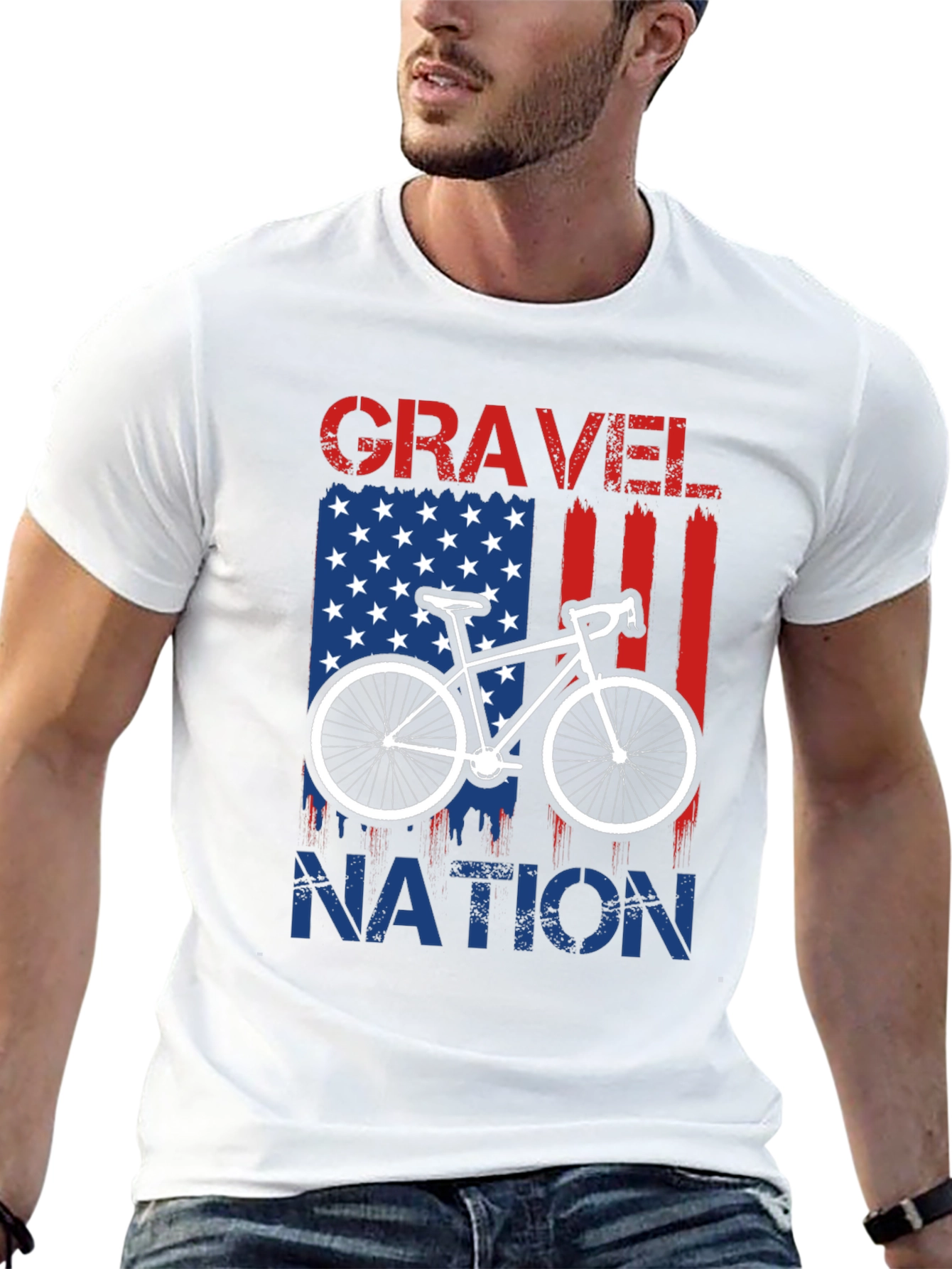 Gravel Nation Cycling T-Shirt - American Flag