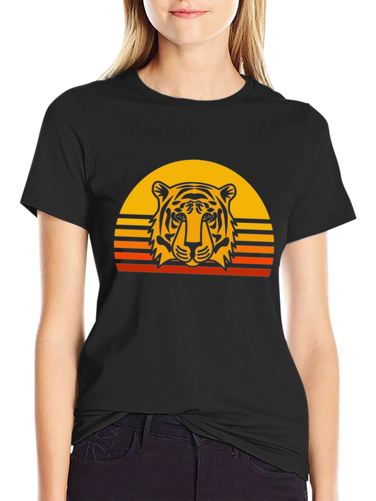 Tiger Sunset Graphic Tee - Retro Style