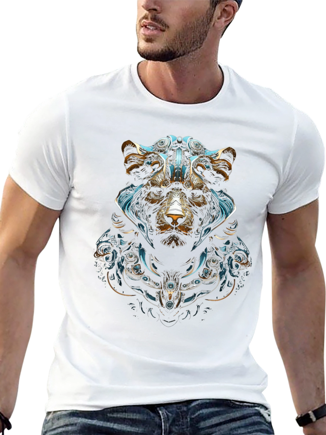 Cyberpunk Bear Graphic Tee - Black Cotton Blend
