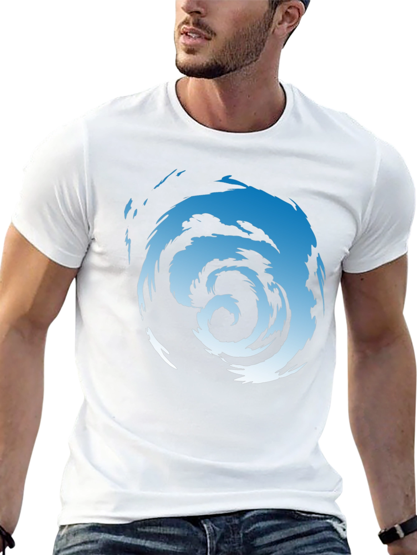 Abstract Swirl Graphic Tee - Mens Black Cotton T-Shirt