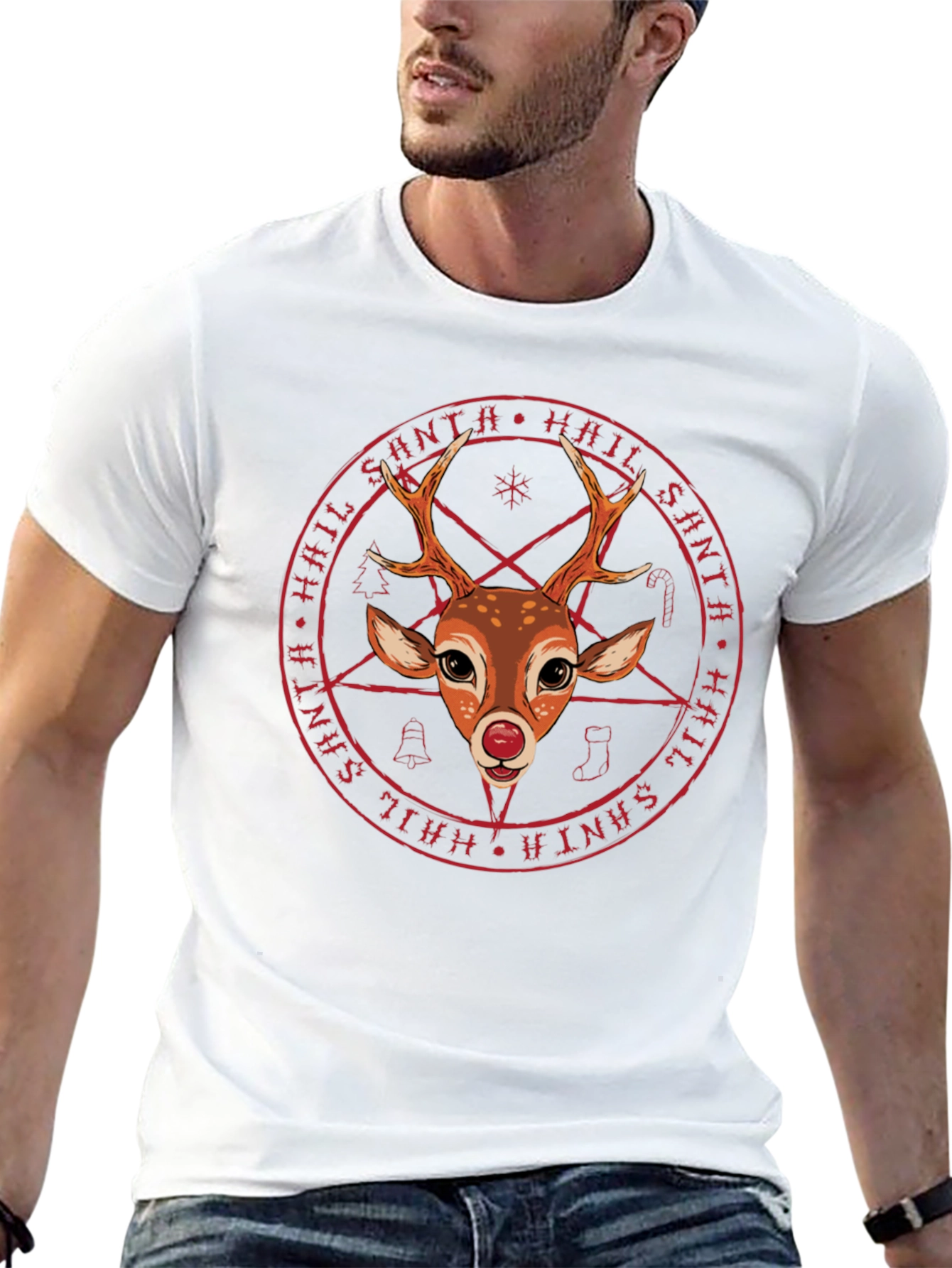 Hail Santa Reindeer T-Shirt - Unique Holiday Tee