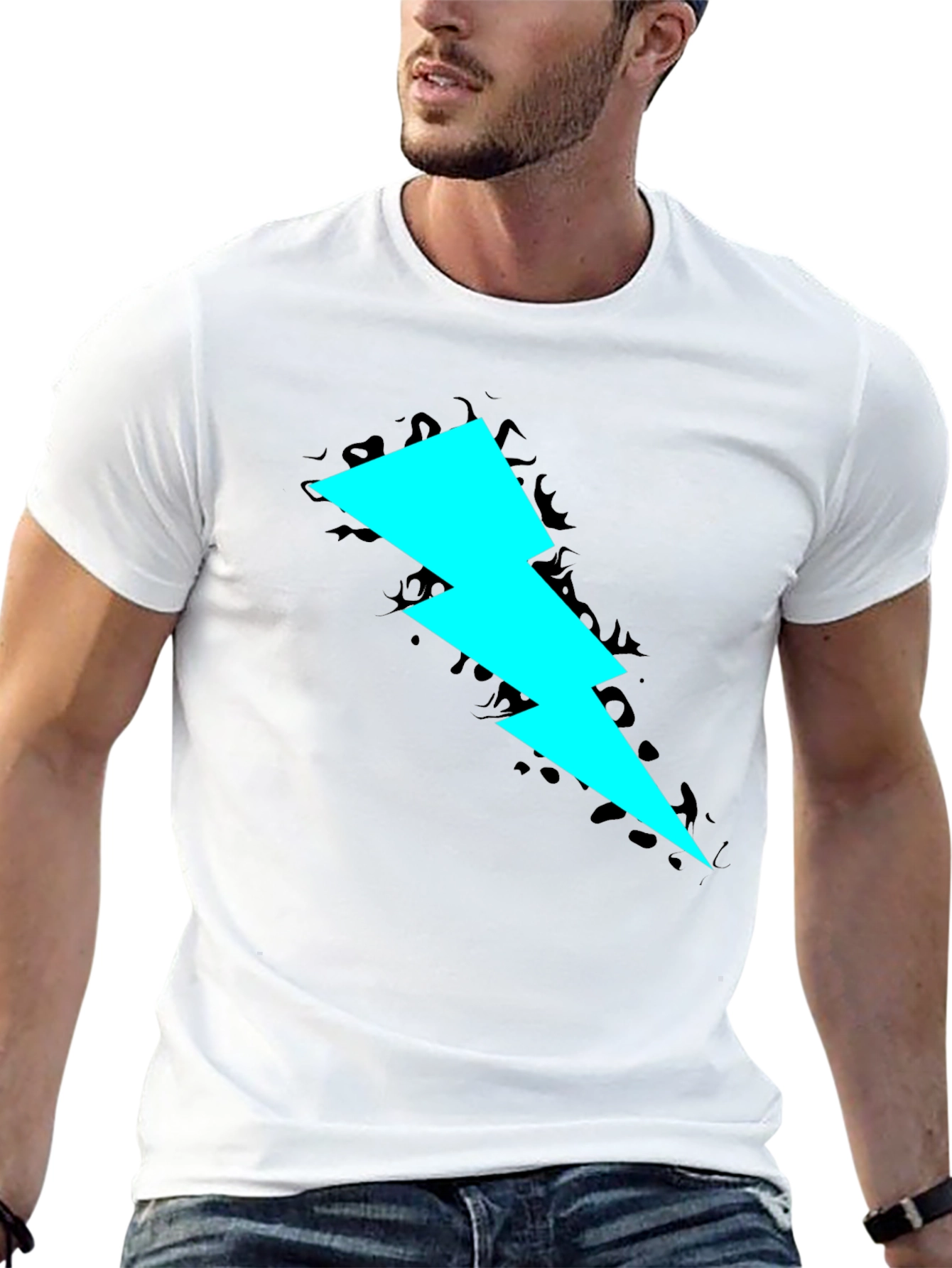 Bold Lightning Bolt Graphic Black Tee