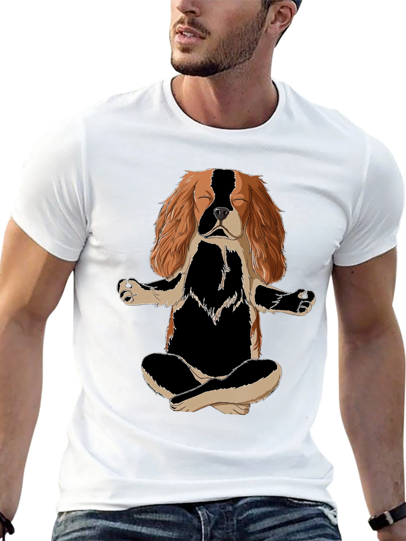 Meditating Dog T-Shirt - Zen Cavalier King Charles Spaniel