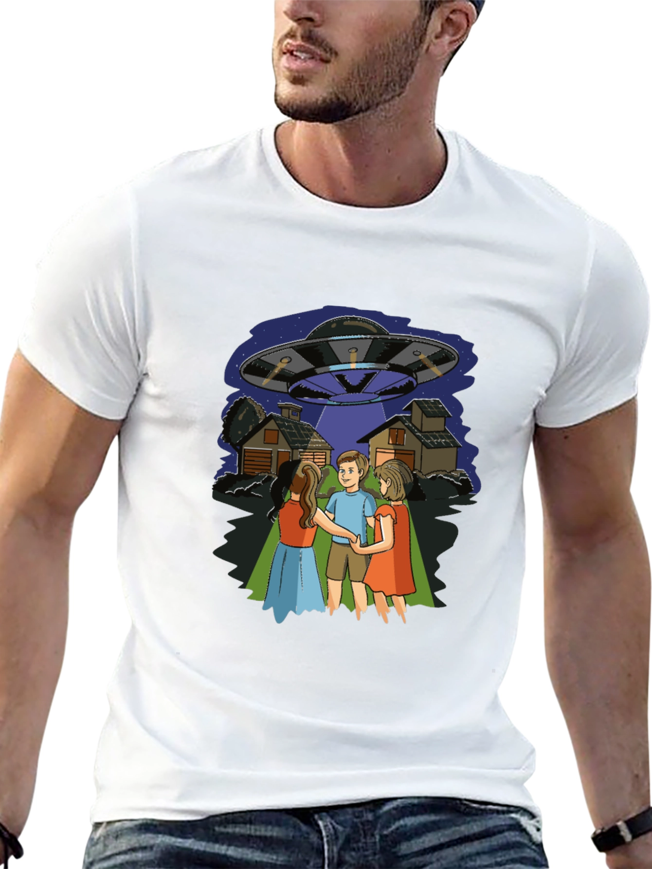 UFO Abduction Graphic Tee - Novelty Print